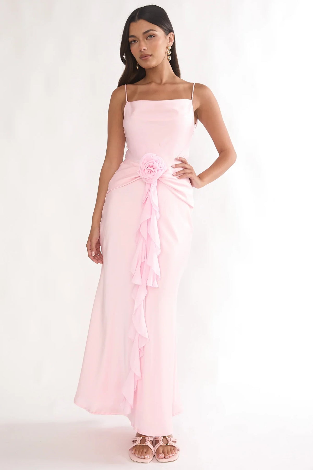 Mirenna Rosette Waist Maxi Dress Light Pink