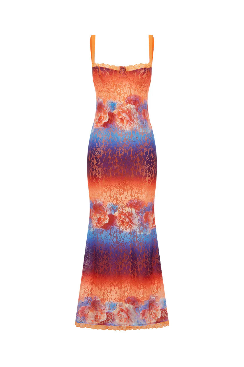 SERINA LACE MAXI DRESS - NADIA PINK OMBRE