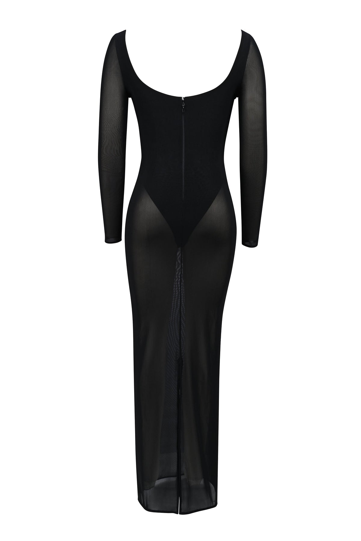 black mesh maxi dress with bodysuit