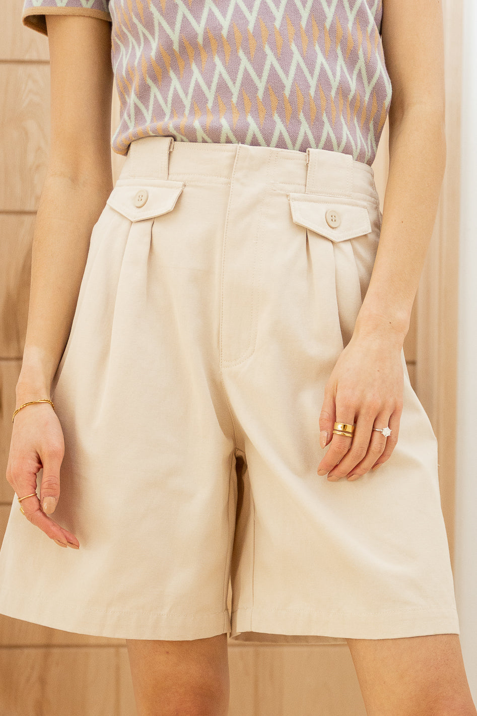 Amelia Bermuda Shorts in Khaki - FINAL SALE