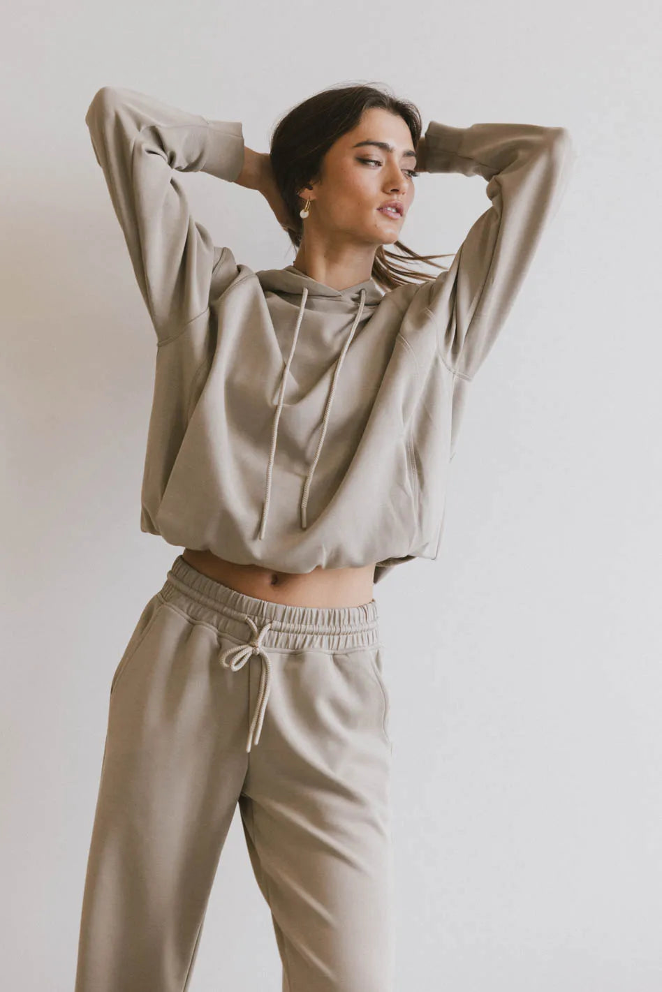 Flow State Pullover Hoodie in Taupe - FINAL SALE