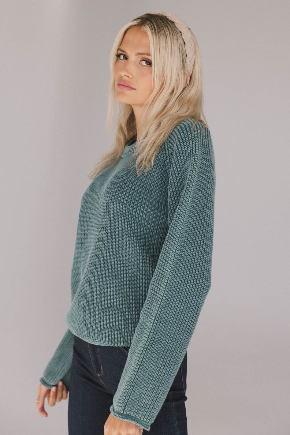 Aveline Knit Sweater in Teal - FINAL SALE