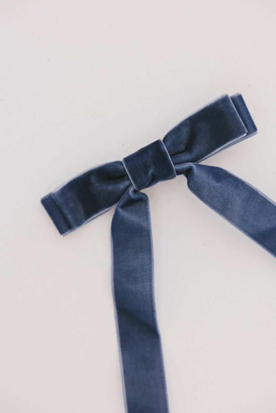 Double Loop Velvet Bow in Blue - FINAL SALE