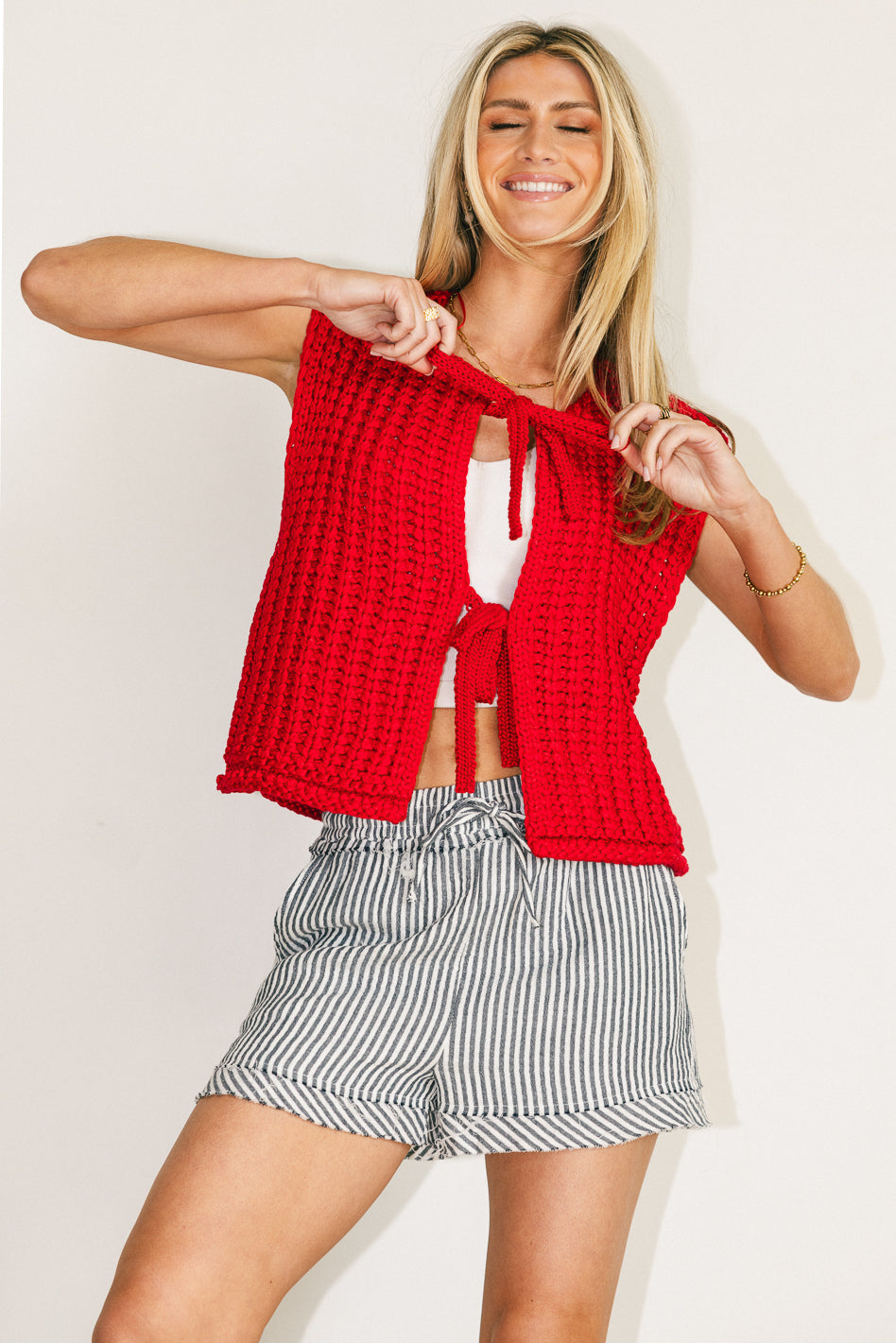 Brea Knit Vest in Red - FINAL SALE