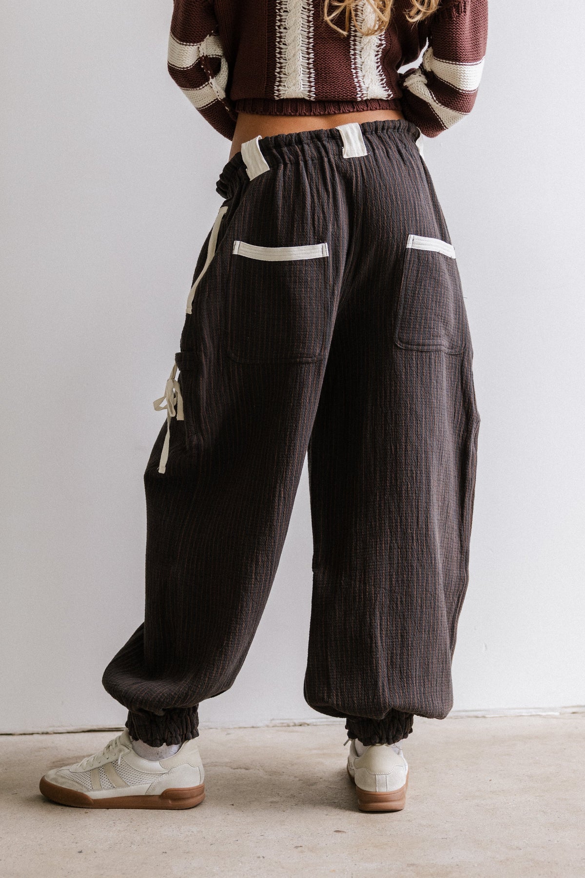 Cozette Striped Baggy Pants in Navy - FINAL SALE