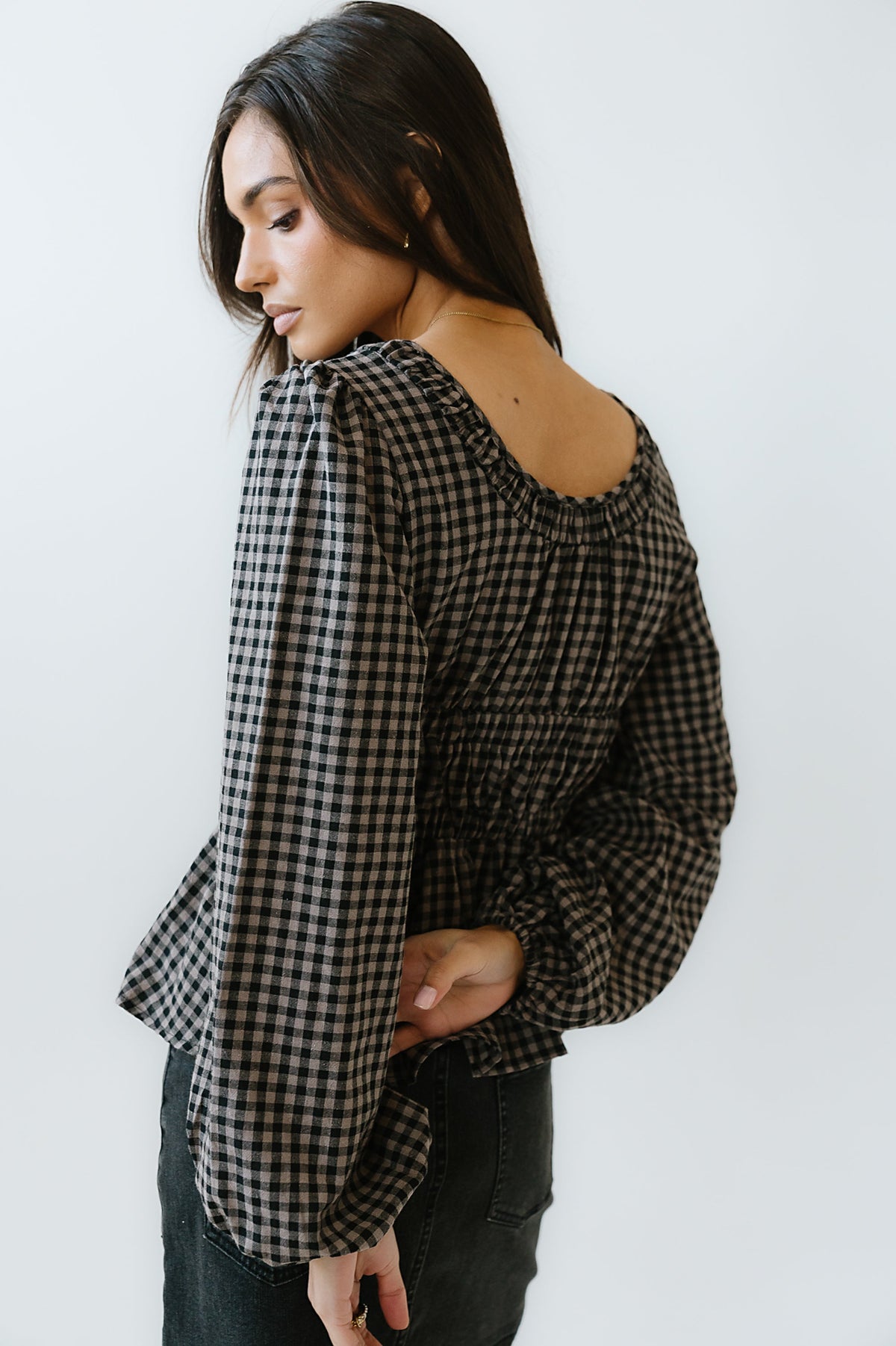 Ella Tie Peplum Blouse in Black - FINAL SALE