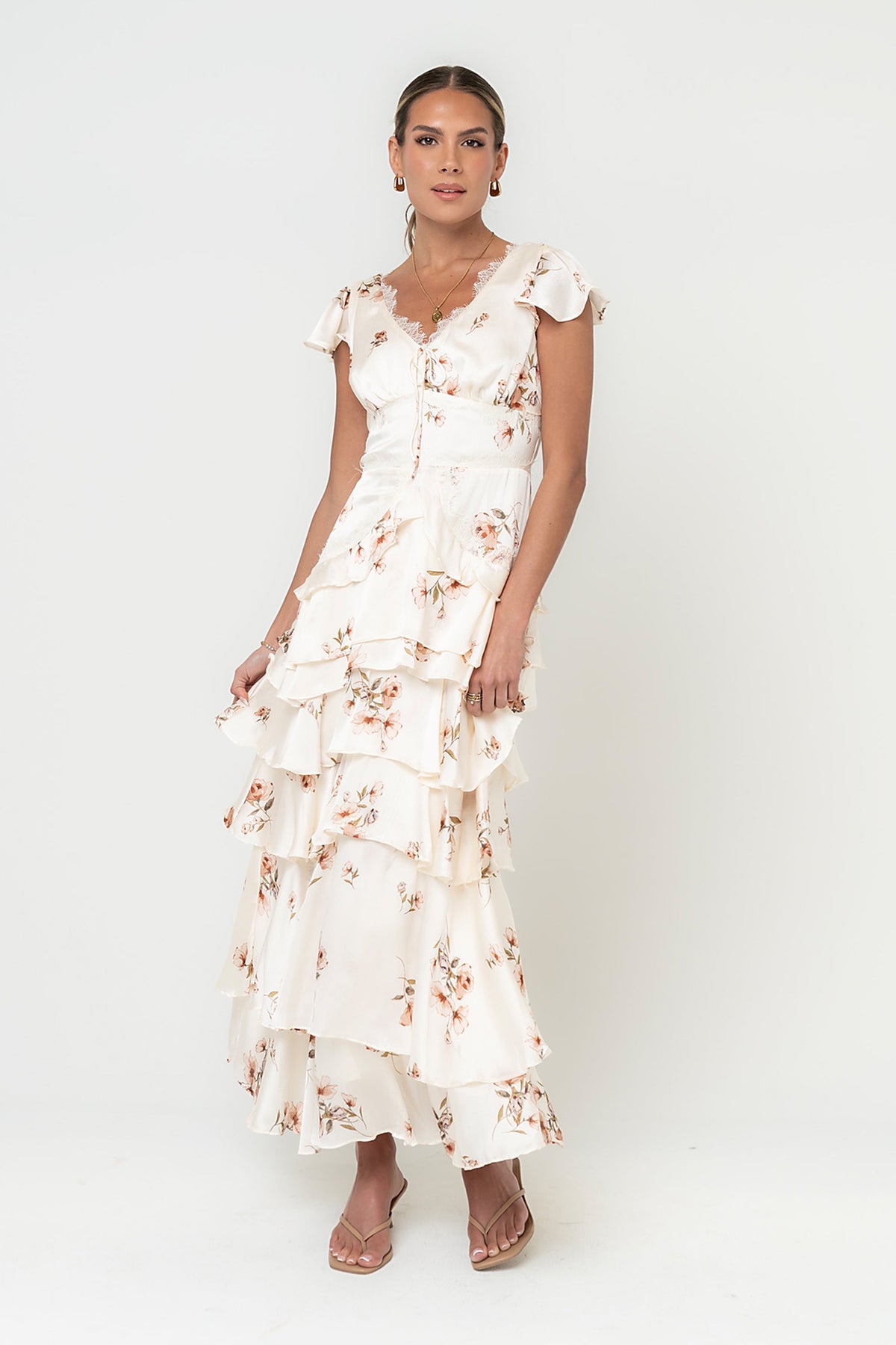 Gigi Ruffle Maxi Dress in Ivory