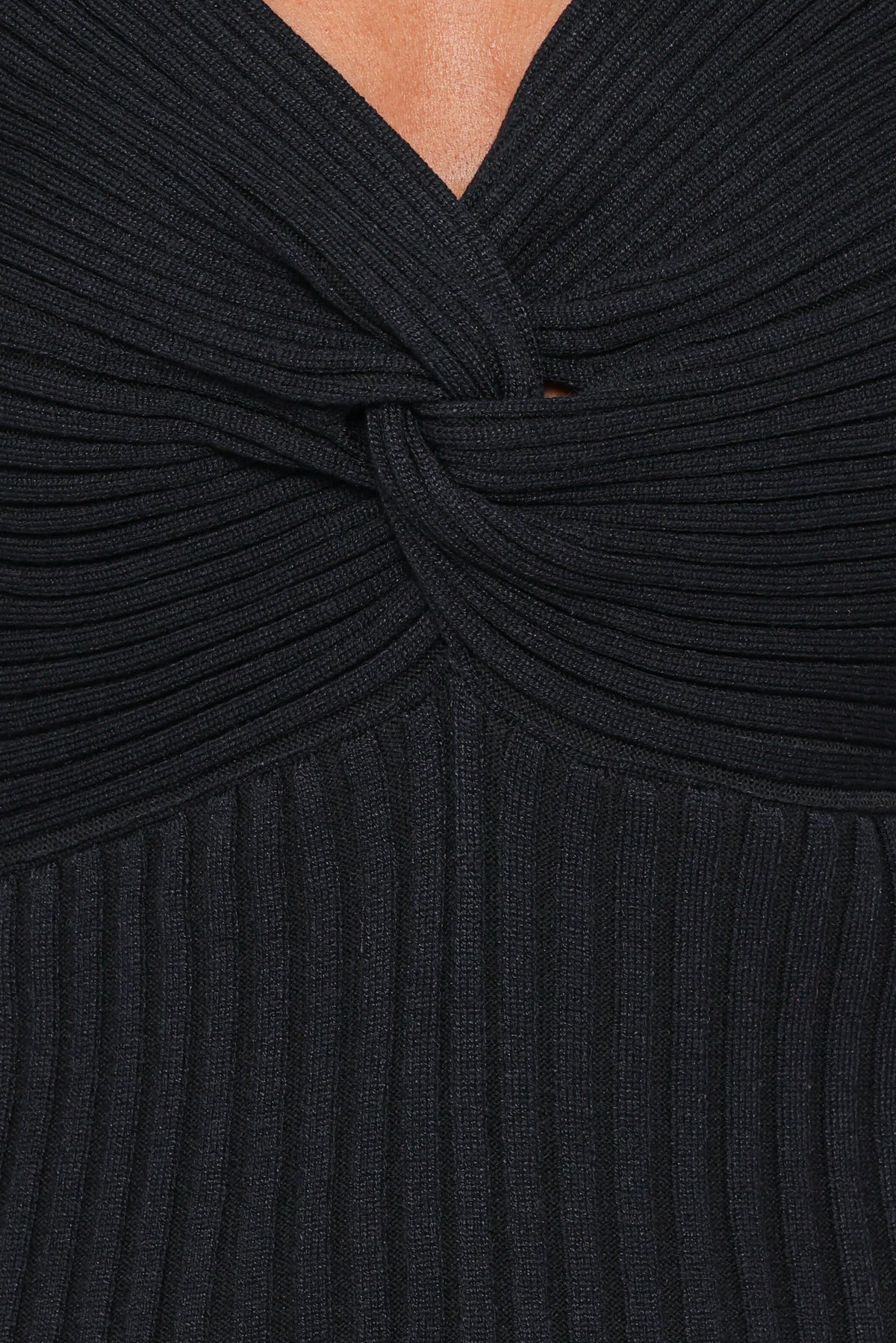 Demi Twist Detail Knit Top - Black