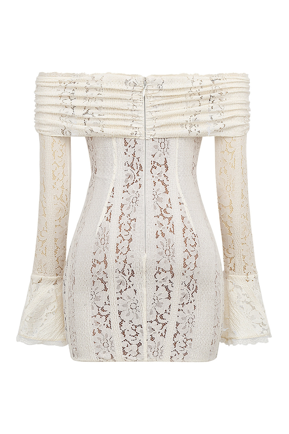 vintage cream floral lace off shoulder mini dress
