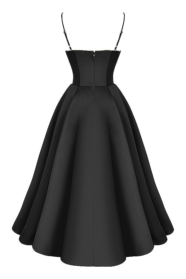 black tulle midi dress