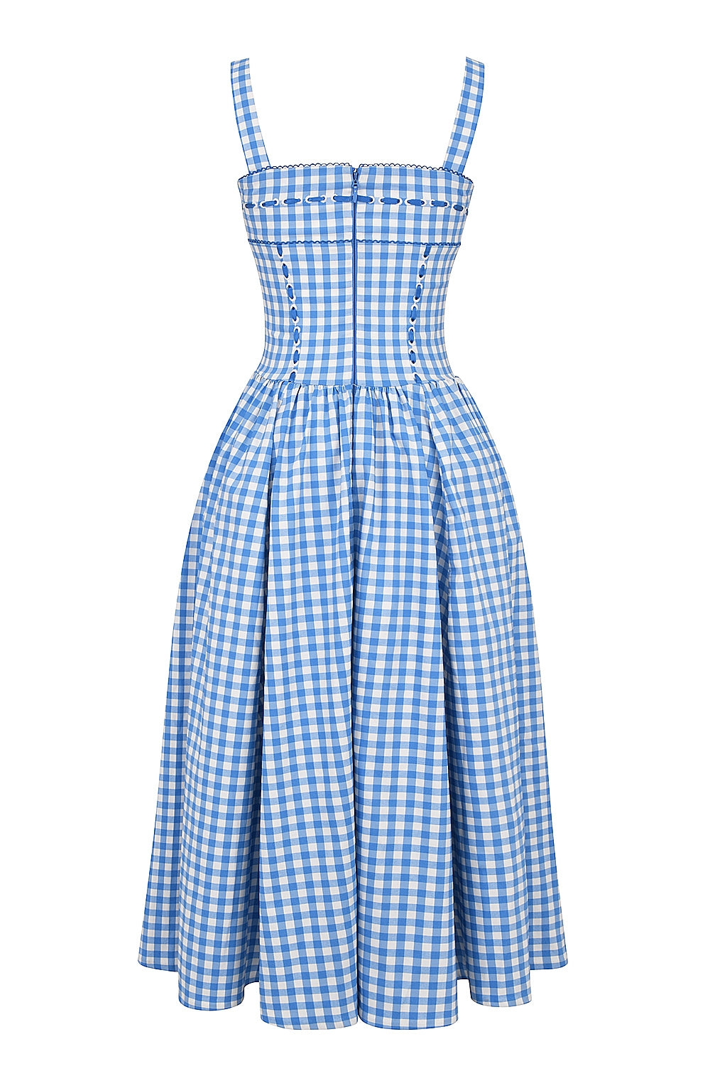regatta blue gingham midi sundress