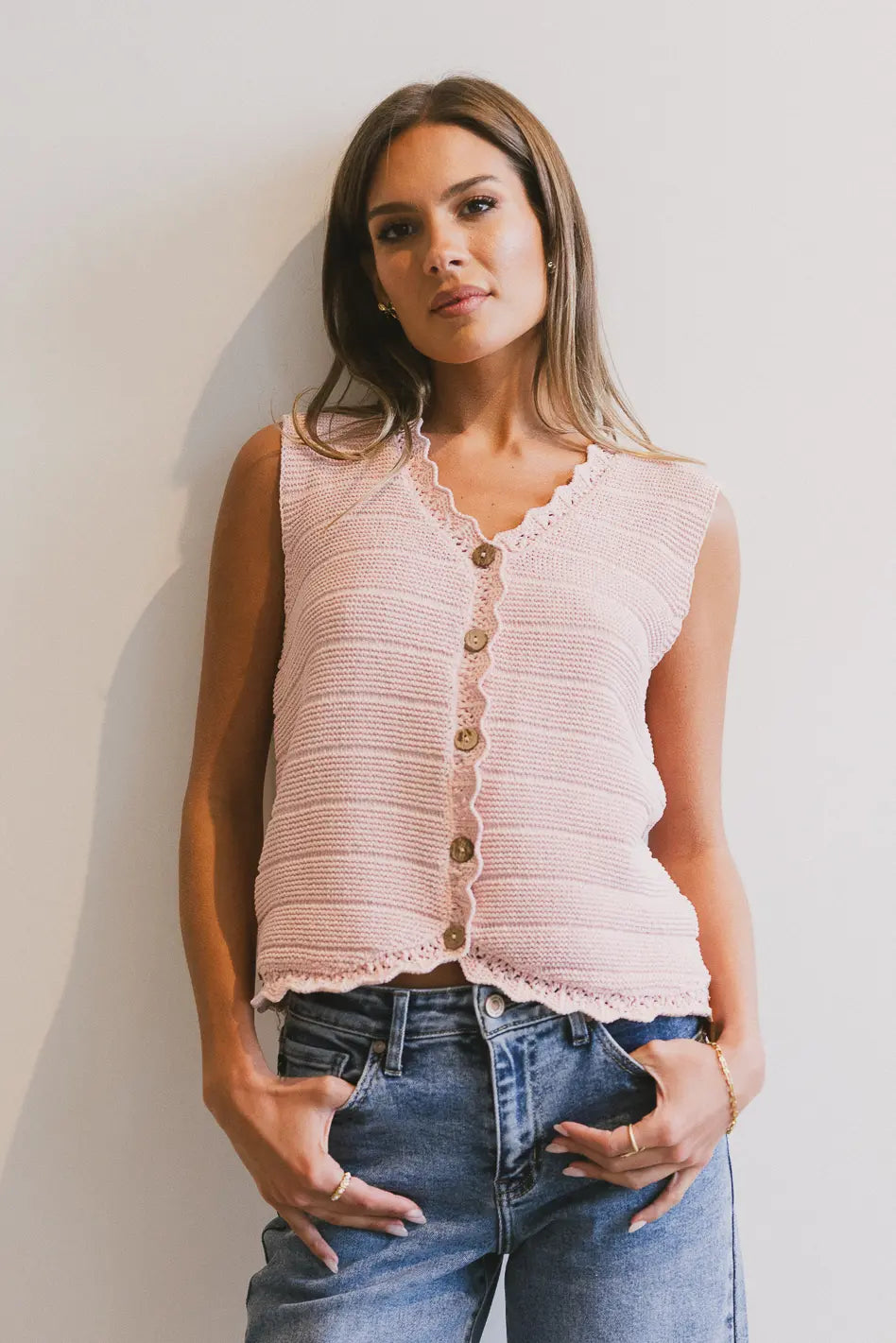 Annie Knit Vest in Blush - FINAL SALE