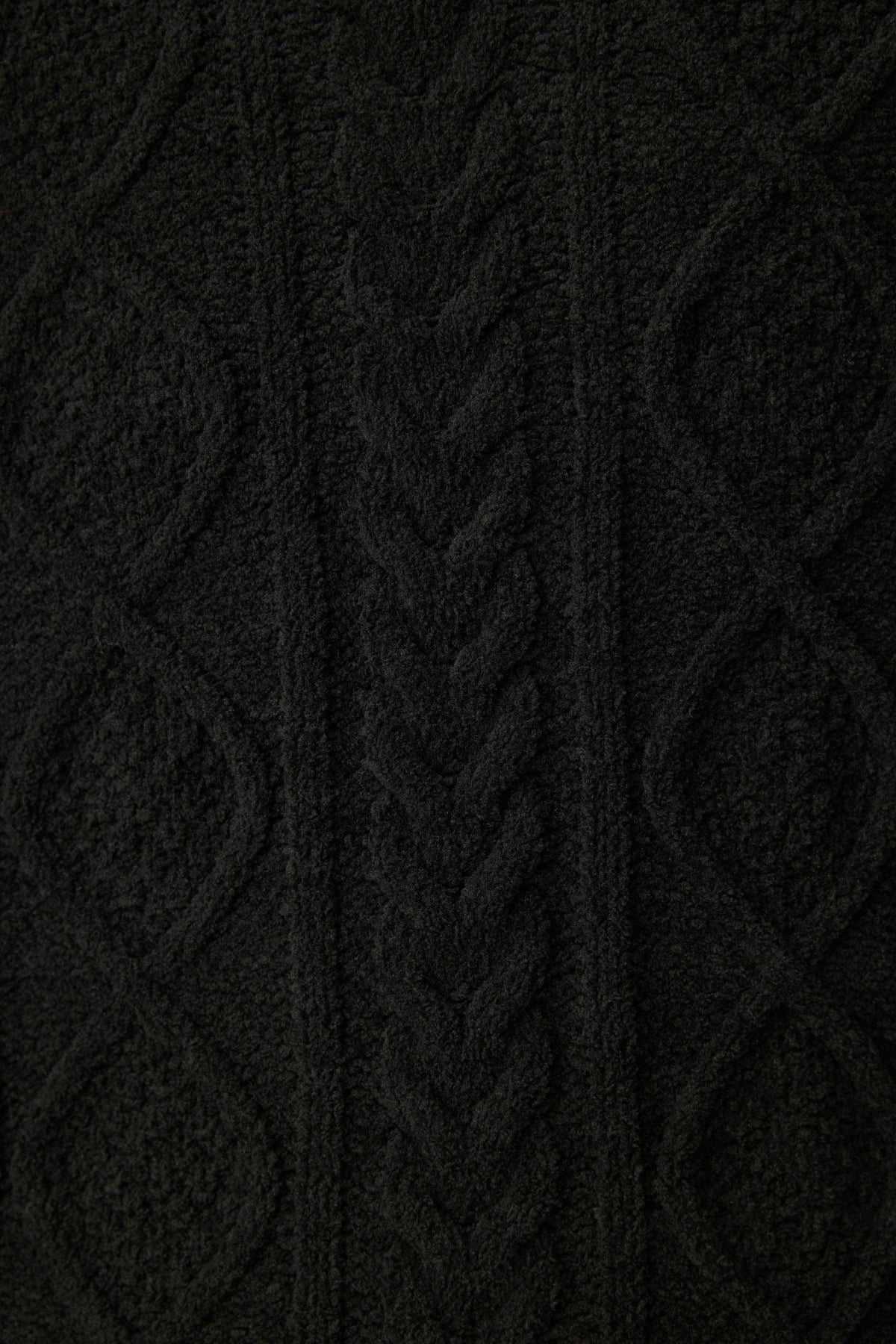 Chenille Cable Knit Black Slippers