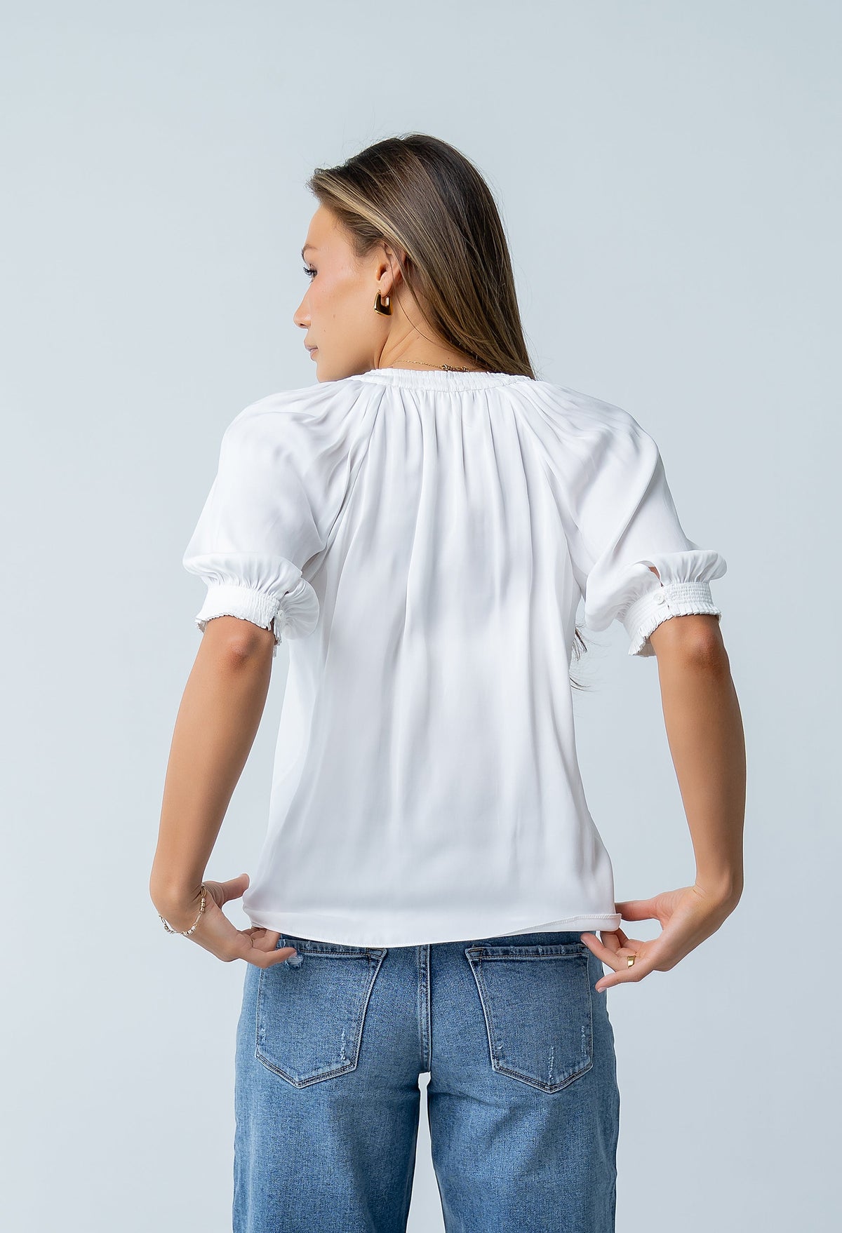 Gareth Pleated Blouse in White