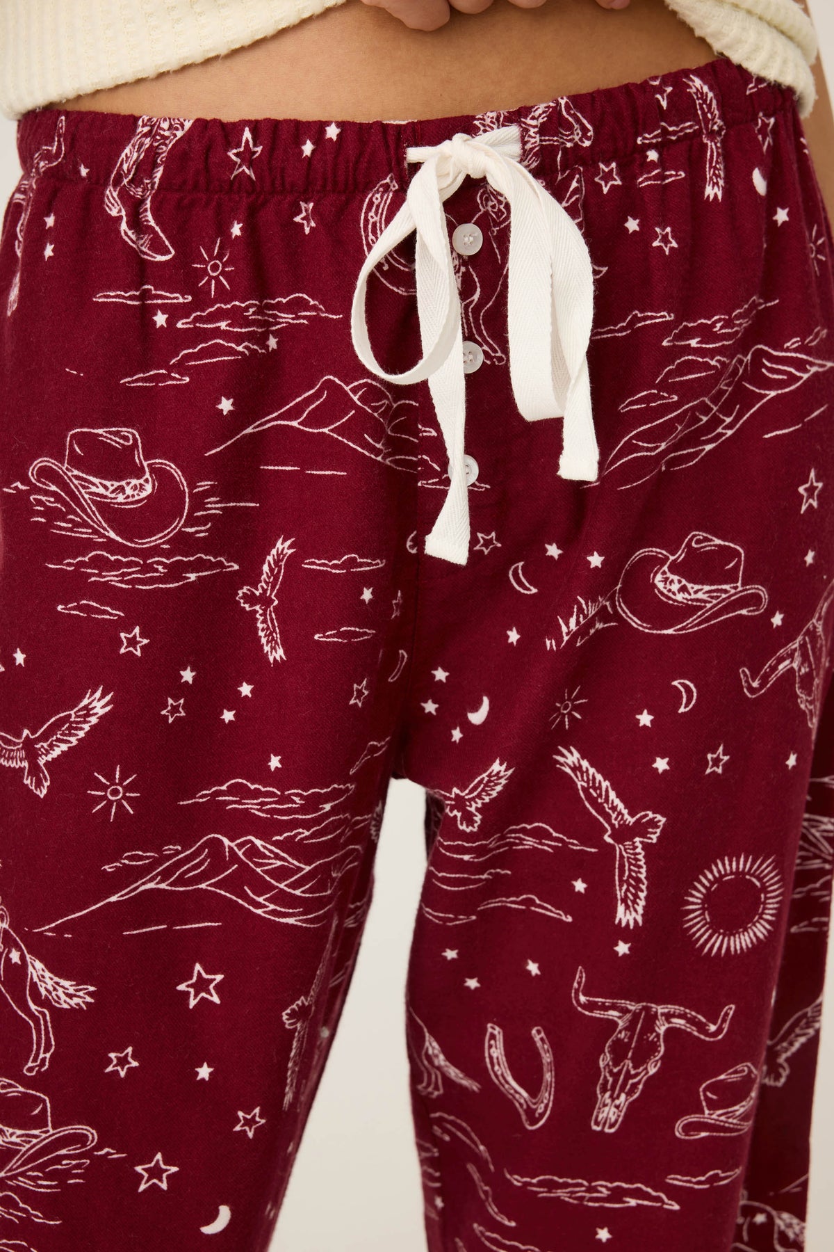 Hold Your Horses Western Print Flannel Pants
