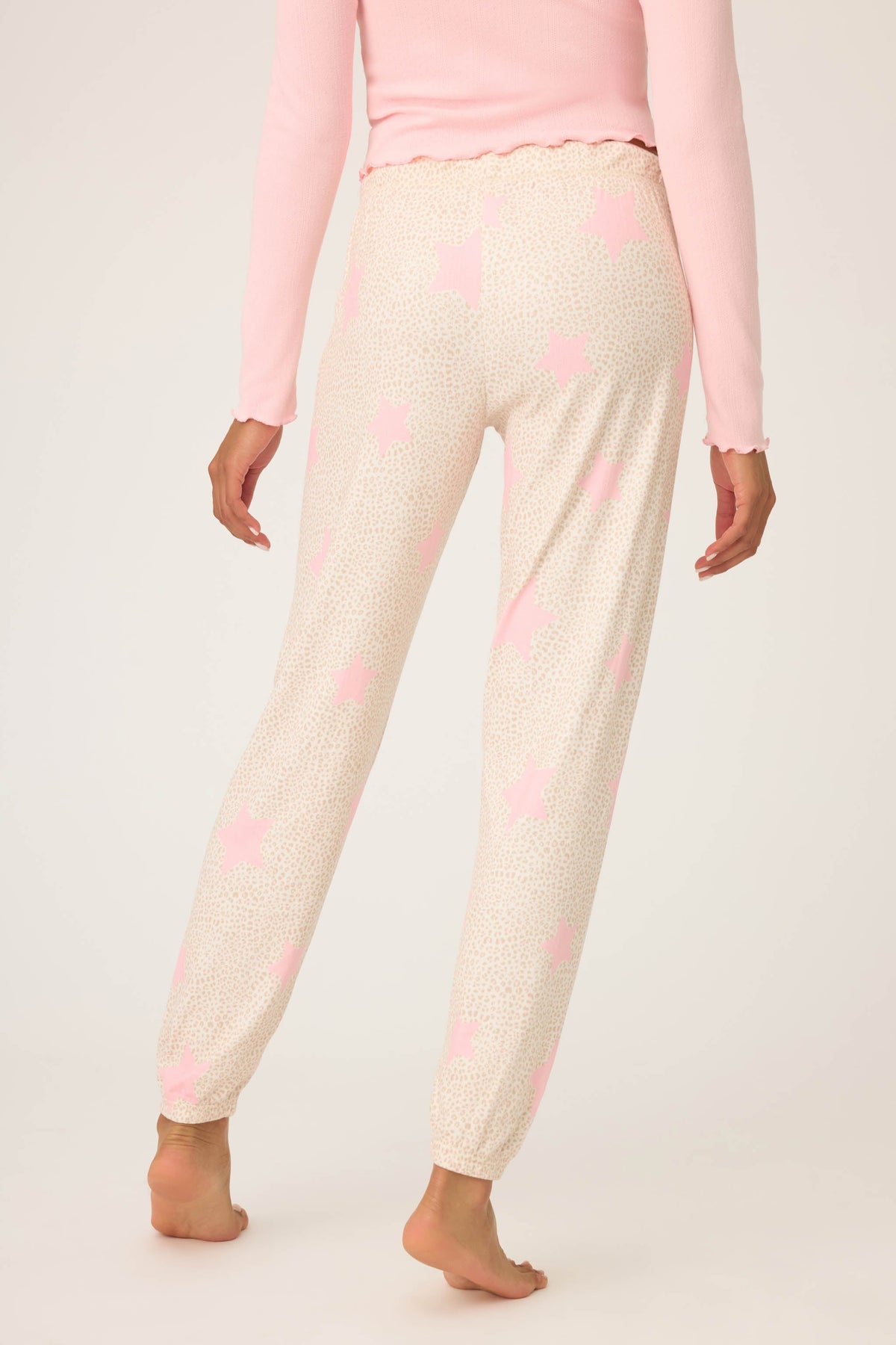 Stay Wild Leopard & Star Print Pointelle Banded Pants