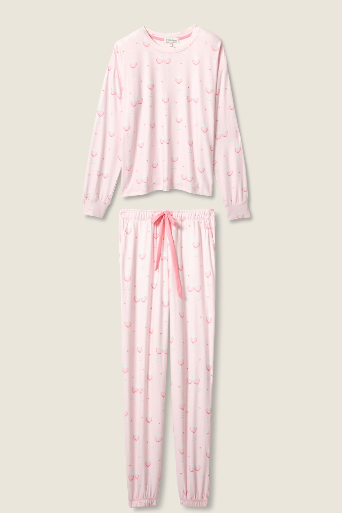 Happy Hour Wine Glass Print PJ Set