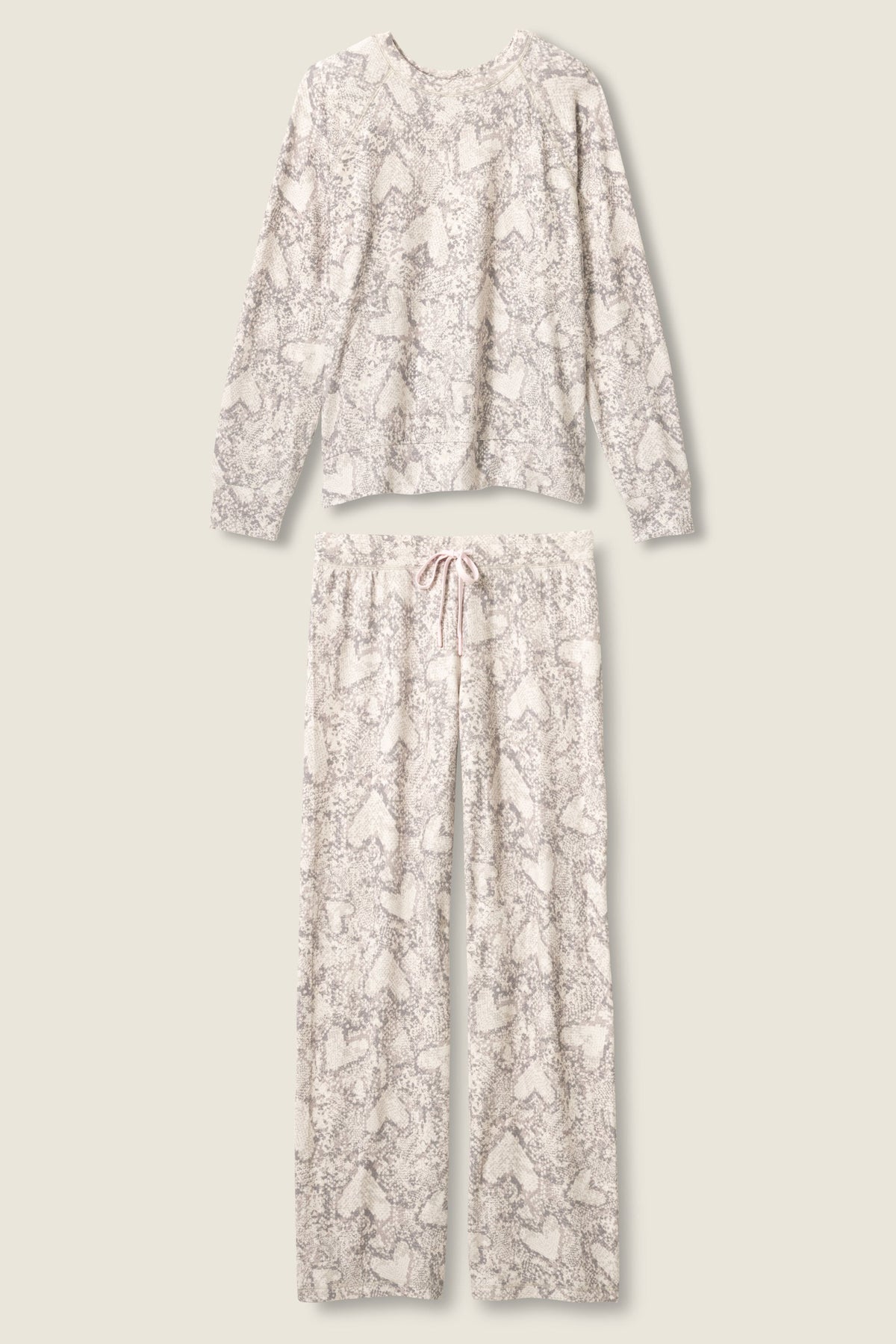 Snakeskin Heart Print Peachy PJ Set