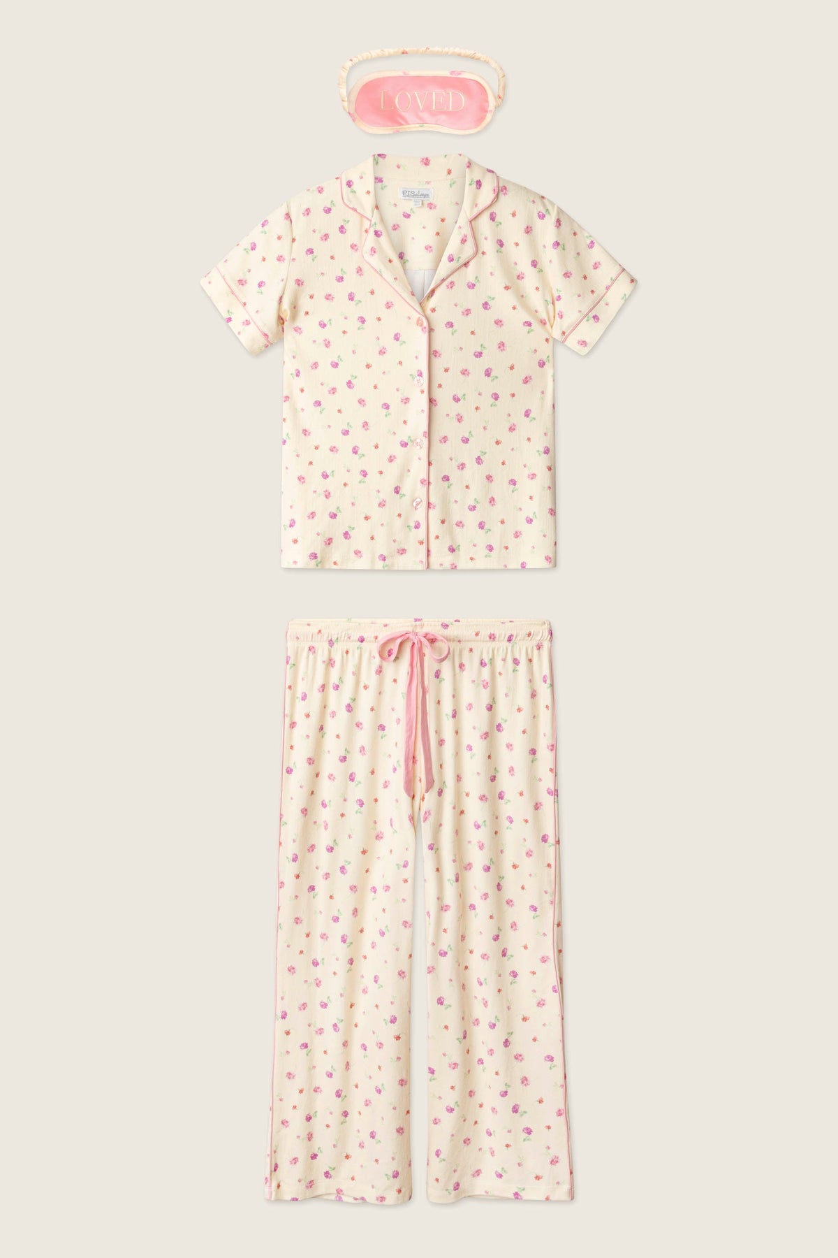 For the Mamas Butter Blooms Cropped 3-Piece PJ Set