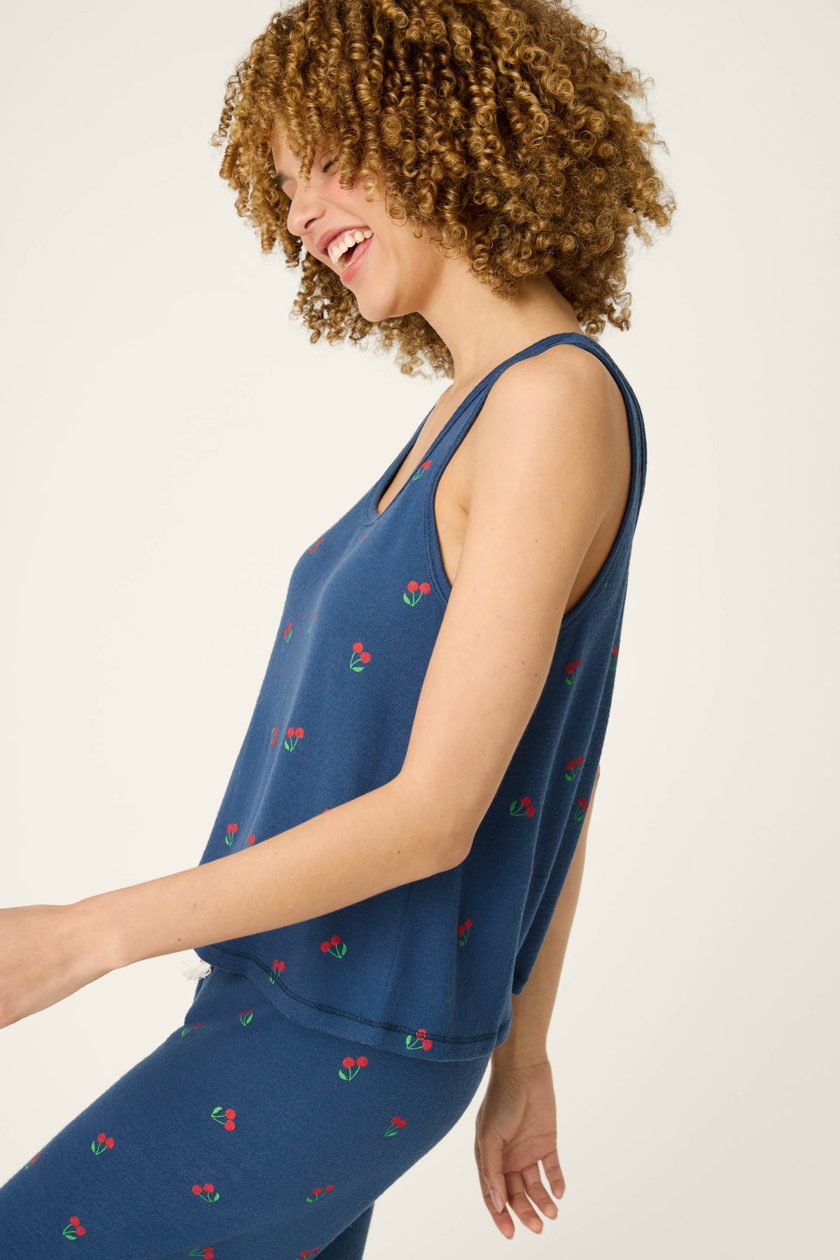 Star Spangled Summer True Navy Cherry Print Tank Top