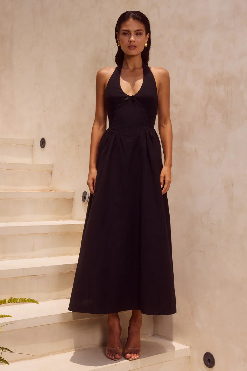 HENRIETTA MIDI DRESS - BLACK