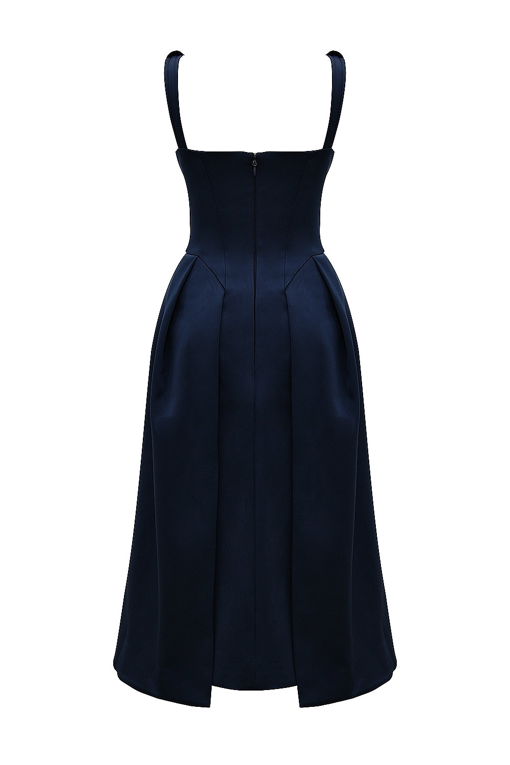midnight twist strap satin midi dress - sale