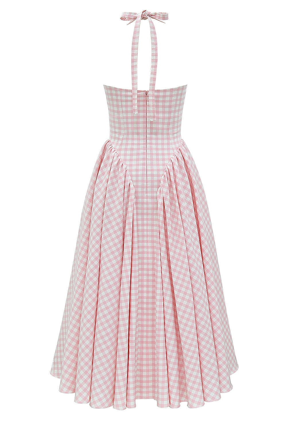 strawberry shortcake gingham halter midi sundress