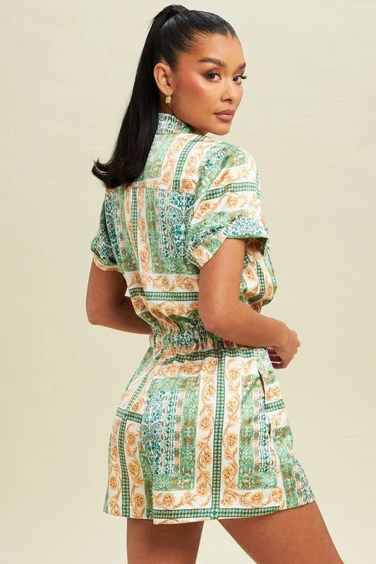 Adele Paisley Romper – Green Multi