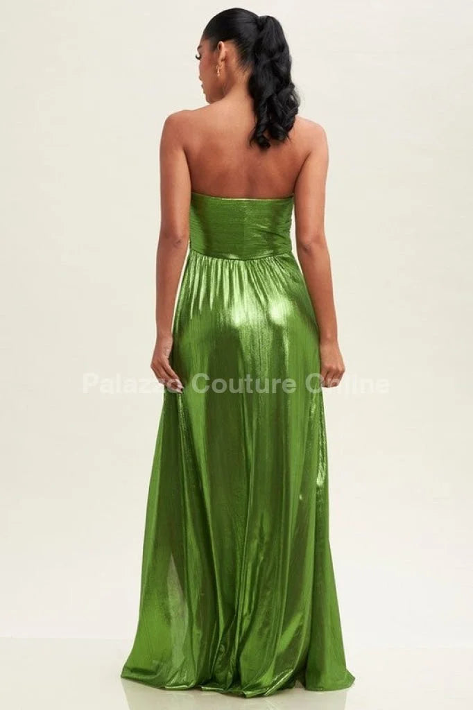 Ainsley Metallic Maxi Dress (Olive)
