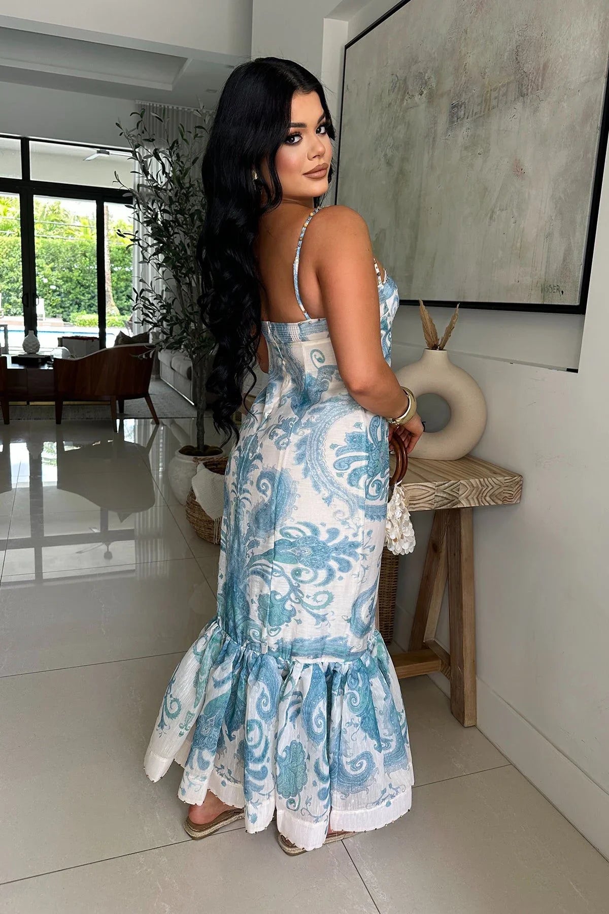 Baroque Muse Straight-Fit Maxi Dress