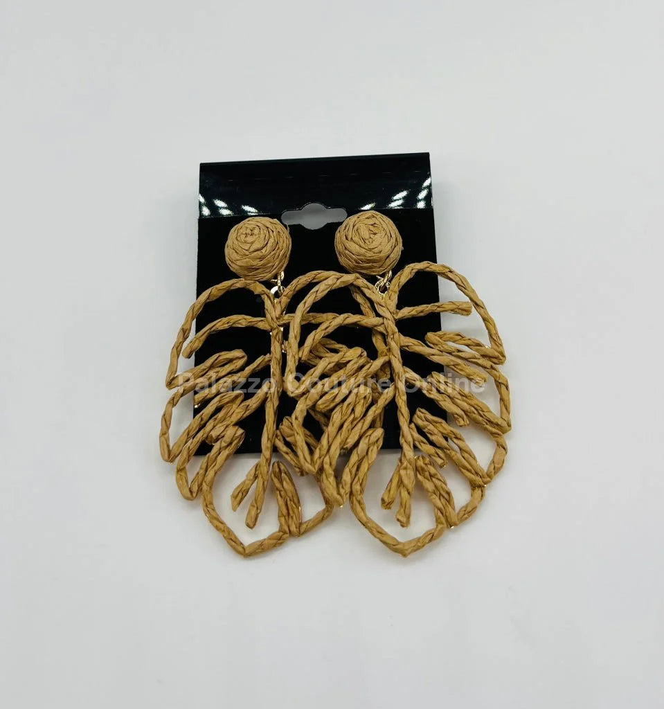Brown Statement Earrings – Leaf Design
