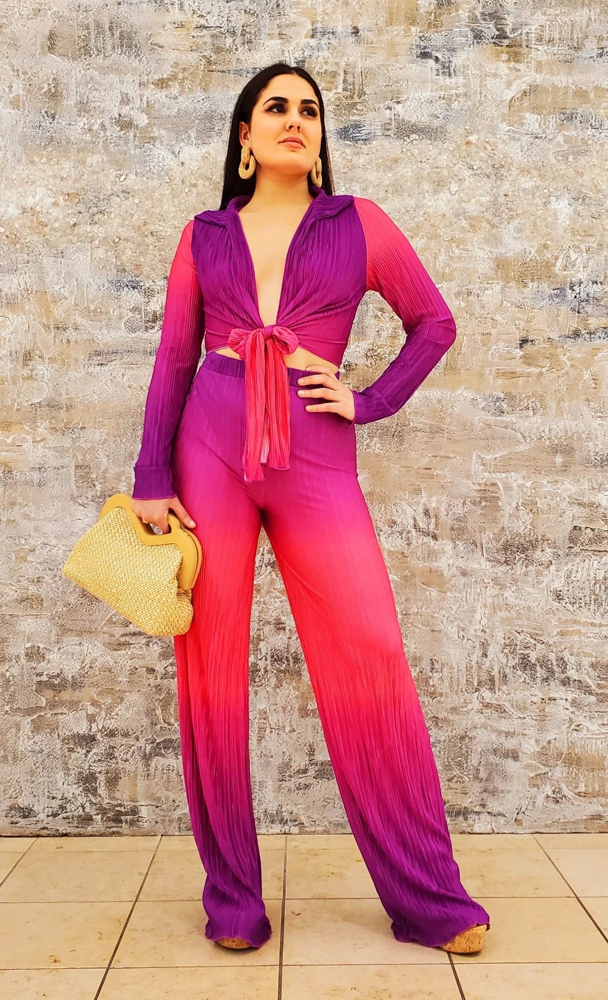 Brunch Babe Pant Set (Magenta Combo)