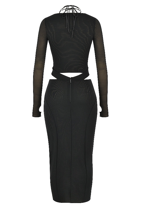 black cutout midi dress