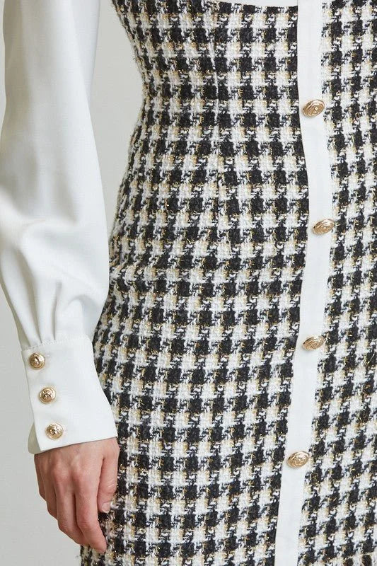 Chic Commander Mini Dress (White/Black)