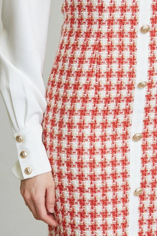 Chic Commander Mini Dress (White/Red)