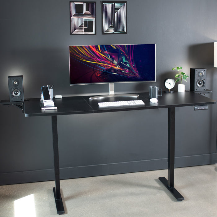 Clamp-on 6 x 9 inch (11 Including Clamps) Desk Extender, Wrist Support, Armrest Tray, Table Mount for Sit Stand Desks