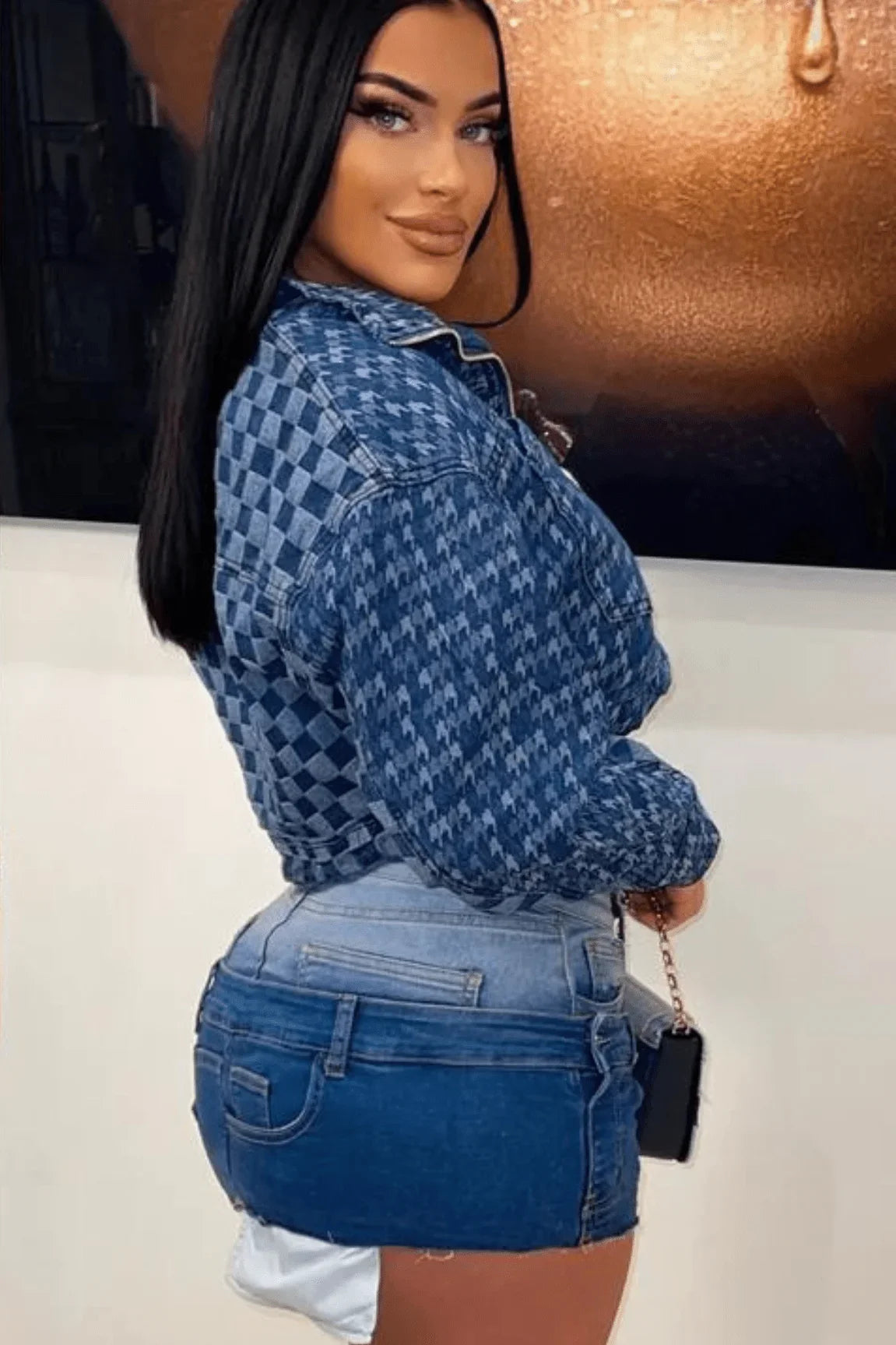 Abby Denim Mini Skirt (Two-tone)