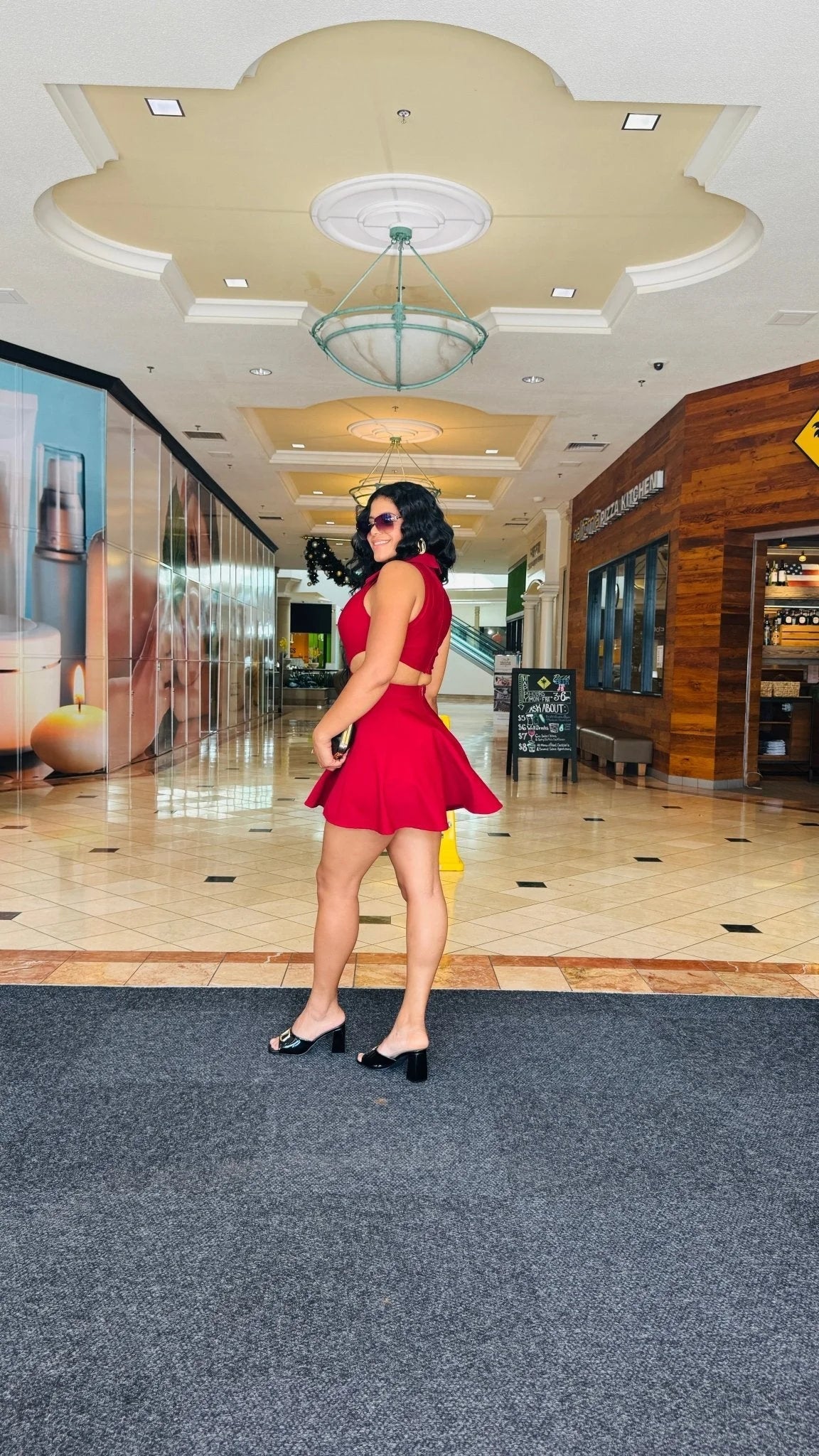 Eleganza Cut-Out Mini Dress- Burgundy