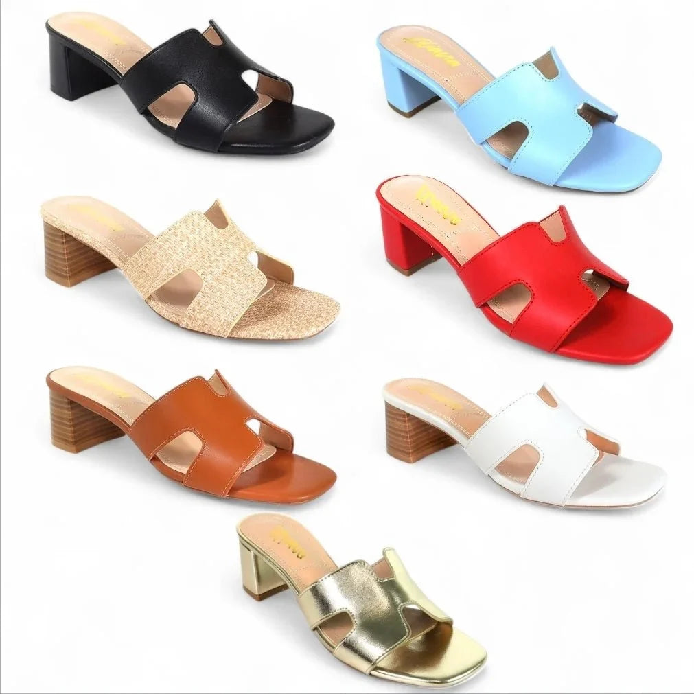 Elena Luxe Block Heel Sandals- Baby Blue