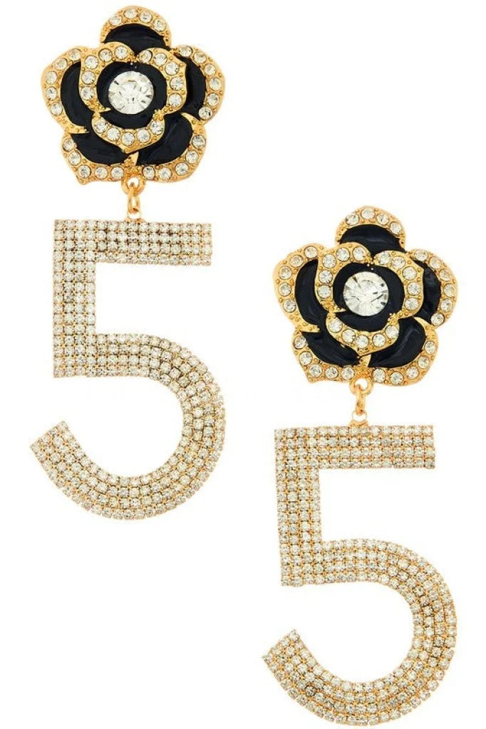 Embellished Flower Drop Statement Earrings