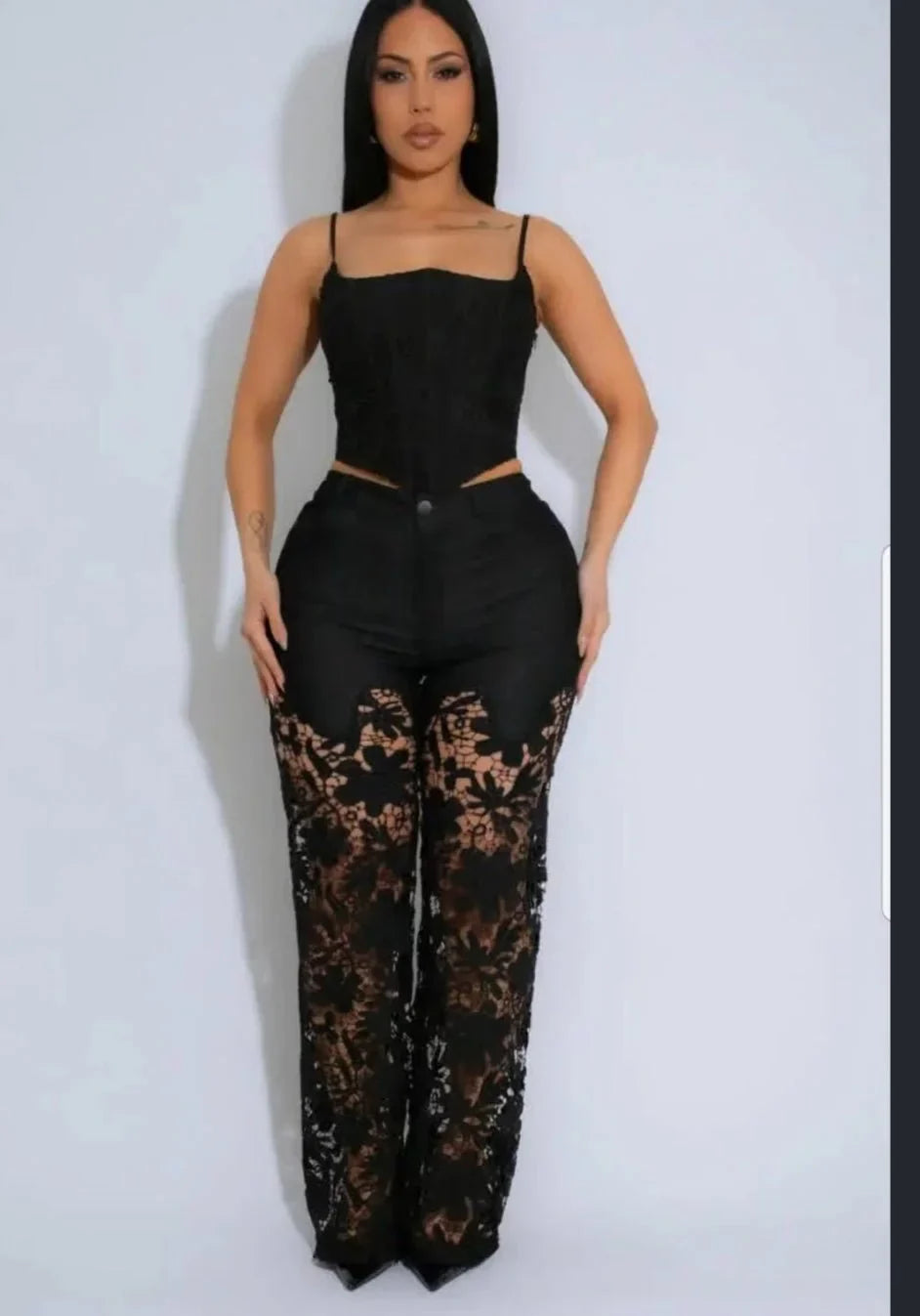 Fierce Bloom Lace Pants Black