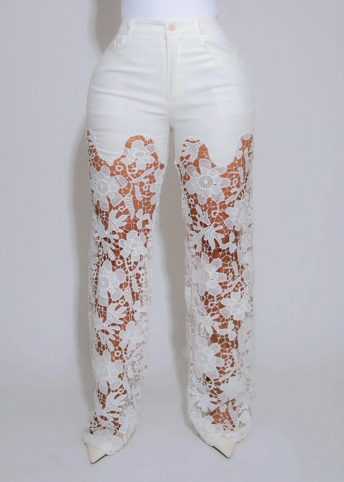 Fierce Bloom Lace Pants White
