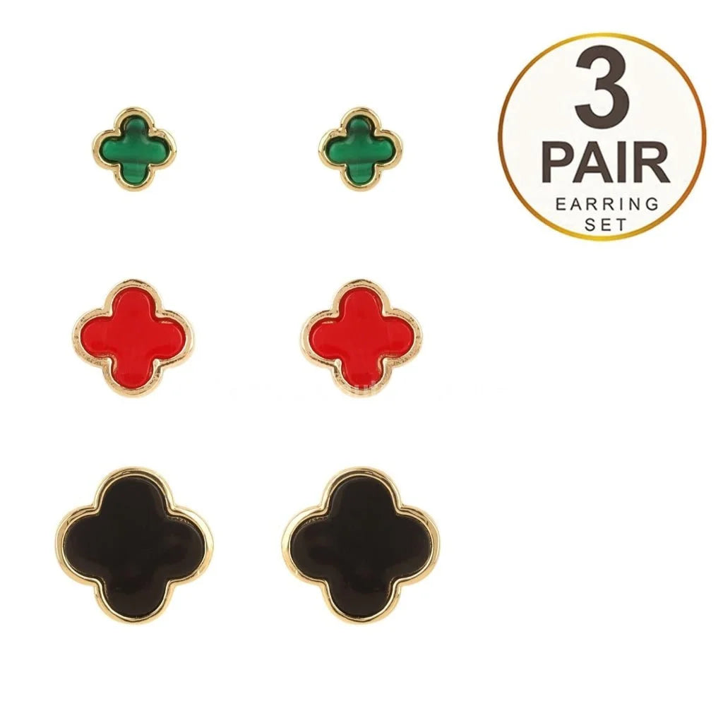 Flower Stud 3 Pair Set Earring