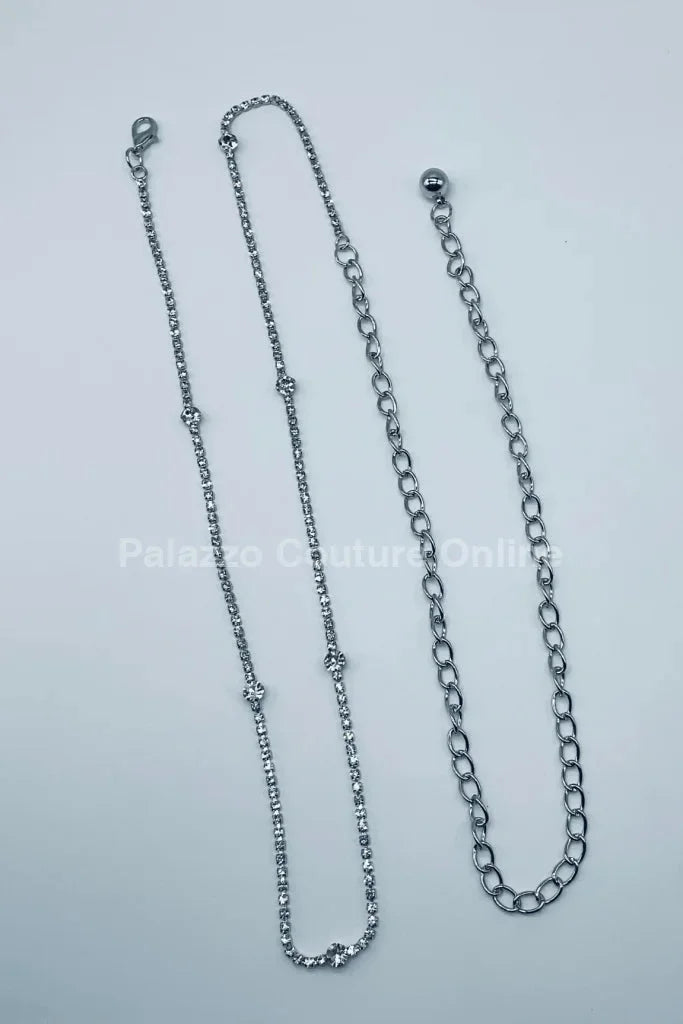 Glory Rhinestone Chain Belt (Silver)