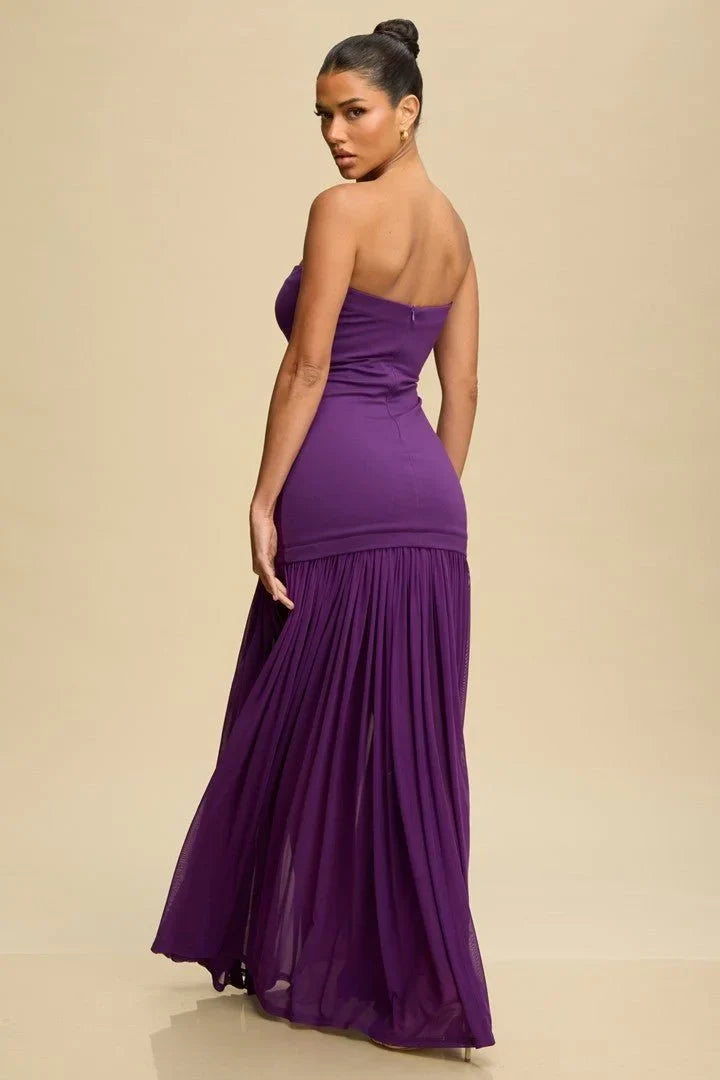 Goddess Flow Strapless Maxi Dress - Violet