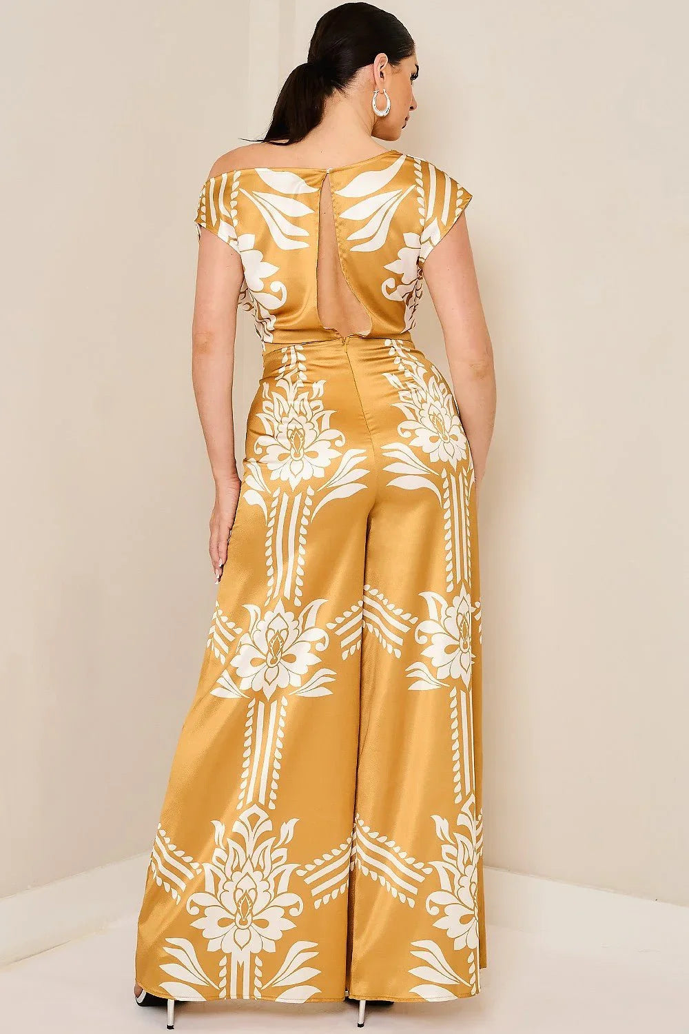Golden Bloom Draped Jumpsuit Golden Mustard