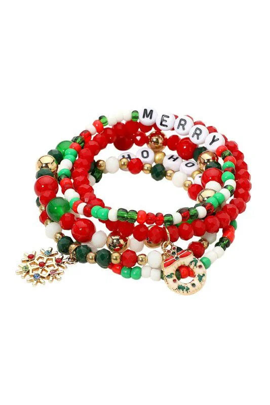 Holiday Merry Ho Ho Ho Layered Bracelet Set