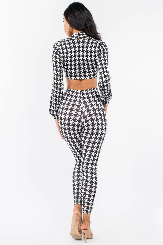 I Said So Pant Set with Houndstooth Print