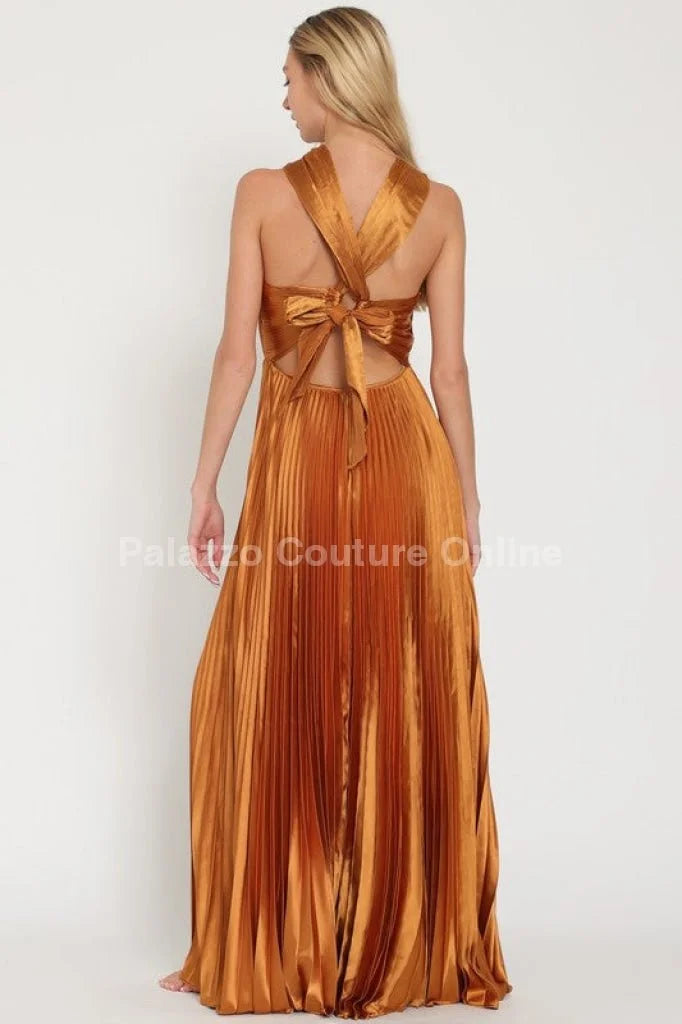 Idalia New Year’s Eve Princess Maxi Dress (Golden Camel)