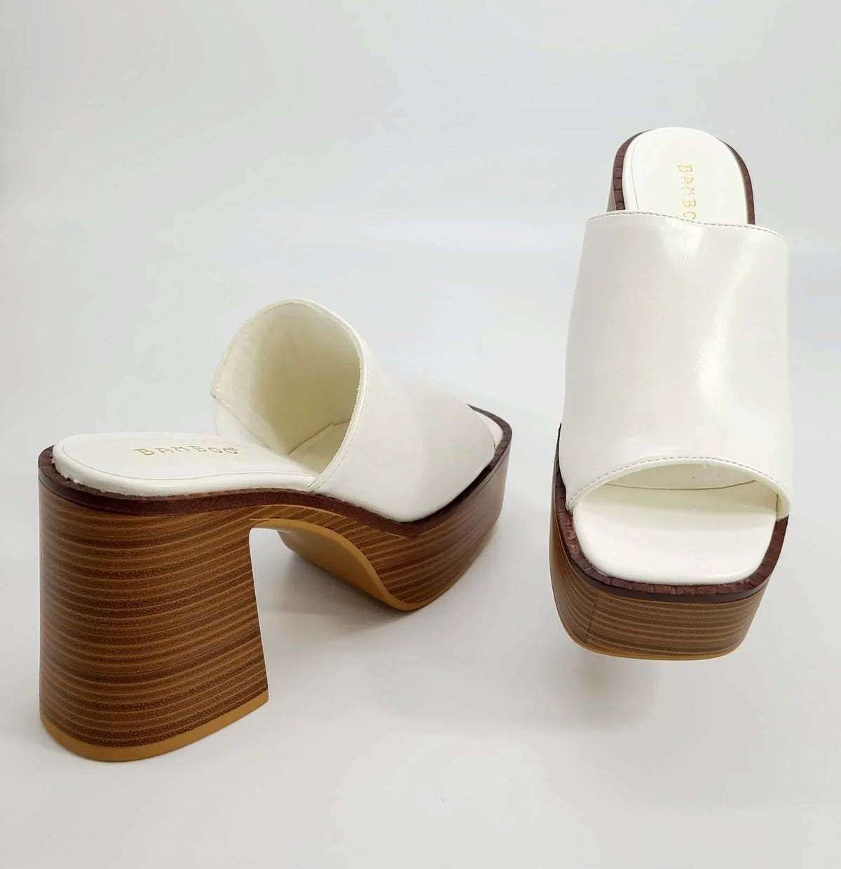Just Chilling Thick Heeled Platform Slide Sandals (White )